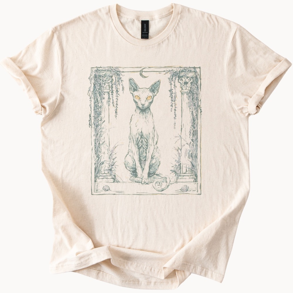 Sphynx Cat Graphic Tee Natural Art Design